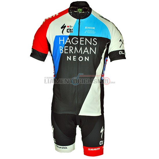 Abbigliamento Ciclismo Axeon Hagens Berman Manica Corta 2018 Blu Nero